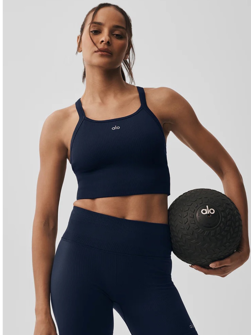 Alo Seamless Ribbed Favorite Bra Tank Navy Size Small